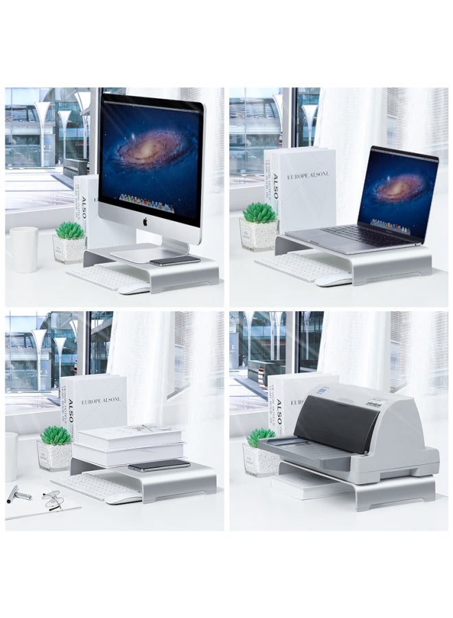 Deer Is Luwai Monitor Riser Stand, Laptop Stand, Aluminum Alloy Cooling Stand, Keyboard Storage Rack, 50*22*6cm Large Size, 6cm Height - Silver, Zg1031 - Image 3