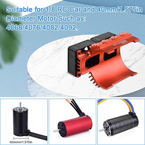 ARRAROWN RC Motor Heatsink with Twin 30mm Cooling Fans, 40mm Diameter, Fits 4068 4274 Brushless Motor, 1/8 1/7 RC Car & 42mm Diameter Motors - Image 5