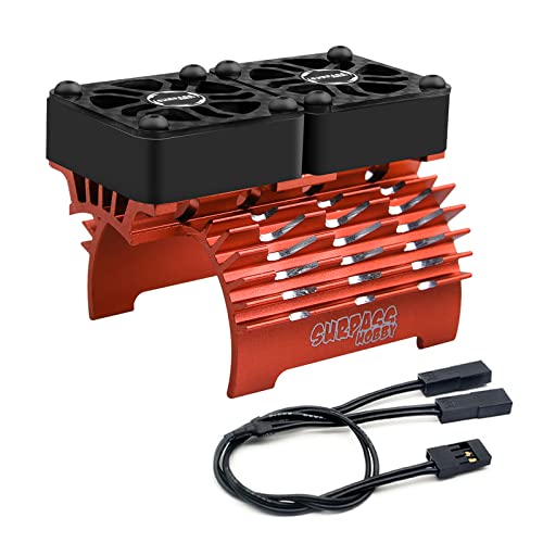 ARRAROWN RC Motor Heatsink with Twin 30mm Cooling Fans, 40mm Diameter, Fits 4068 4274 Brushless Motor, 1/8 1/7 RC Car & 42mm Diameter Motors - Image 1