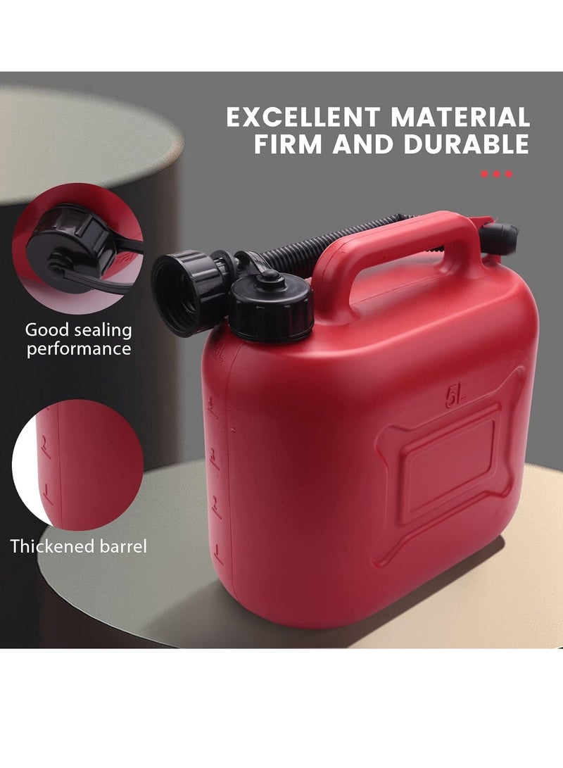 خزان وقود السيارة سعة 5 لتر، يمكن أن يحتوي على حاوية وقود بلاستيكية احتياطية مضادة للكهرباء الساكنة مع أنبوب للسفر بالسيارة - Image 2