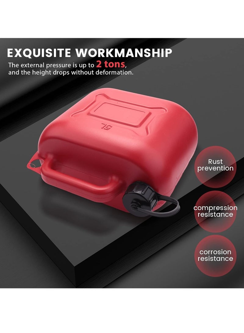 خزان وقود السيارة سعة 5 لتر، يمكن أن يحتوي على حاوية وقود بلاستيكية احتياطية مضادة للكهرباء الساكنة مع أنبوب للسفر بالسيارة - Image 4