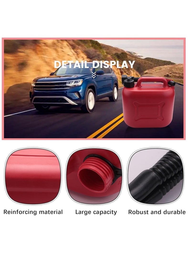 خزان وقود السيارة سعة 5 لتر، يمكن أن يحتوي على حاوية وقود بلاستيكية احتياطية مضادة للكهرباء الساكنة مع أنبوب للسفر بالسيارة - Image 5