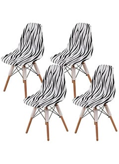 Dining Chair Cover Set of 4,Shell Chair Covers for Mid Century Modern Chair Printed Stretch Chair Slipcover Washable Side Chairs Lounge Armless Chair Protector-H-Set of 4