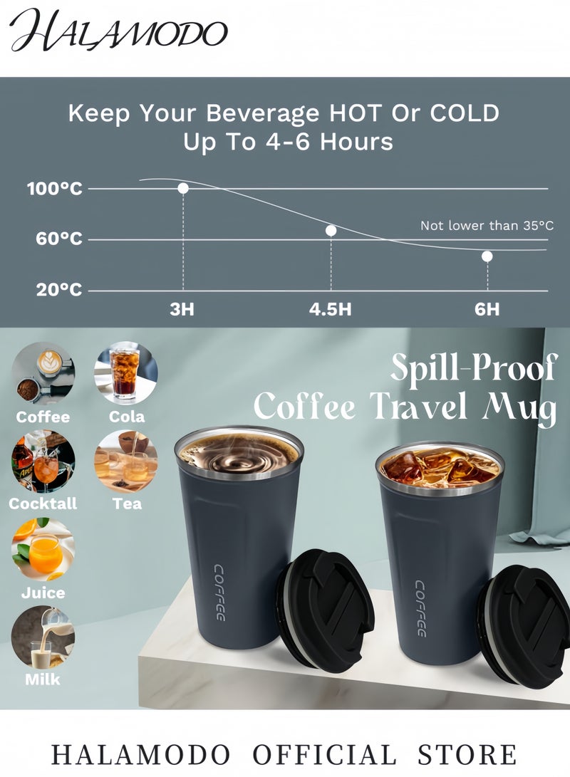 HALAMODO Stainless Steel Vacuum Thermos Mug Blue 380ml - Image 4