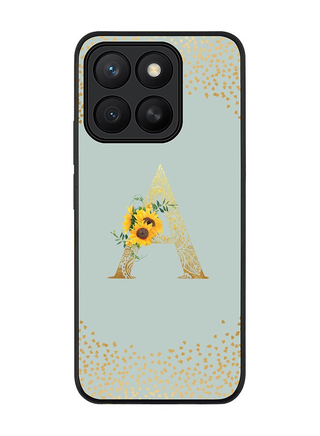 Stylizedd For Honor X8c Case,Slim fit Camera Protection, Shockproof Thin Phone cover  - Custom Floral Monogram - A  (Light Grey )