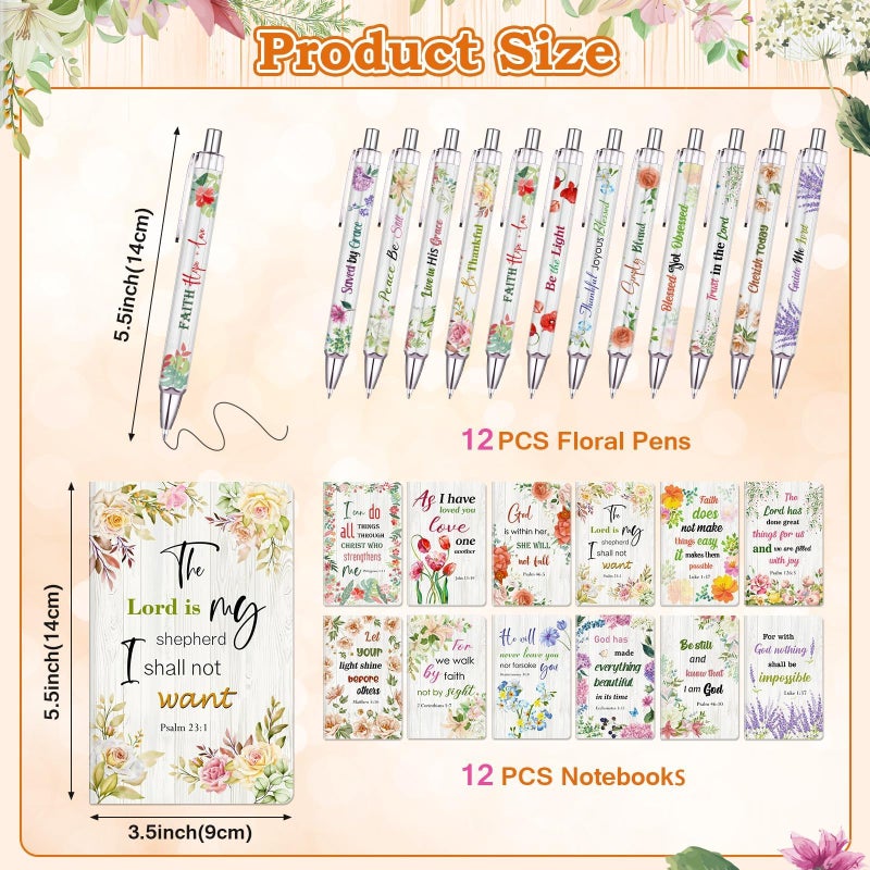 OMEYA 36 Pcs Christian Mothers Day Gifts Bulk Include 12 Mini Bible Verse Notepads, 12 Scripture Ballpoint Pens & 12 Magnetic Cross Bookmarks, Cute Religious Notebooks Gifts Prizes Party Favors, 3.5"x5.5" - Image 2