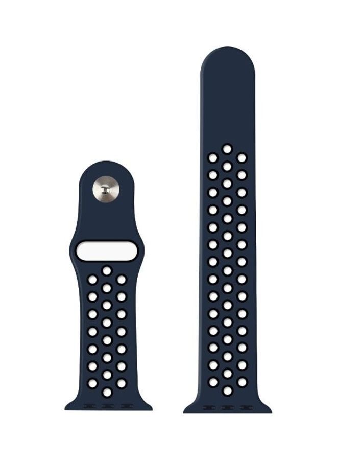 NIBEMINENT Replacement Band for Apple Watch Series 1/2/3/4/5/6/SE 42/44mm Blue/Black - Image 2