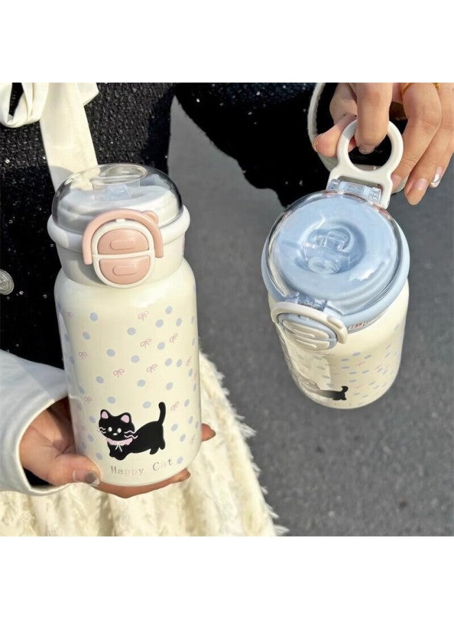 Pinyu 316 Stainless Steel Insulated Tumbler With Flip Straw Lid High-quality Water Bottle For Kids And Adults Cat Pink 500ml - Image 2