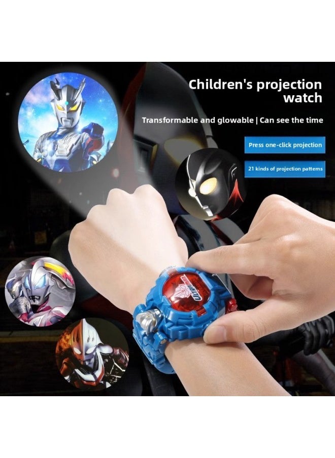 null - Cello Ultraman Watch Children's Edition Luminous Toy Deformed Projection Boys And Girls Cartoon Children's Day Gift-Color:24 Years Model [bat] Deformable 22 Projections-Specification:Original Movement [comes With 4 Batteries] - Image 1