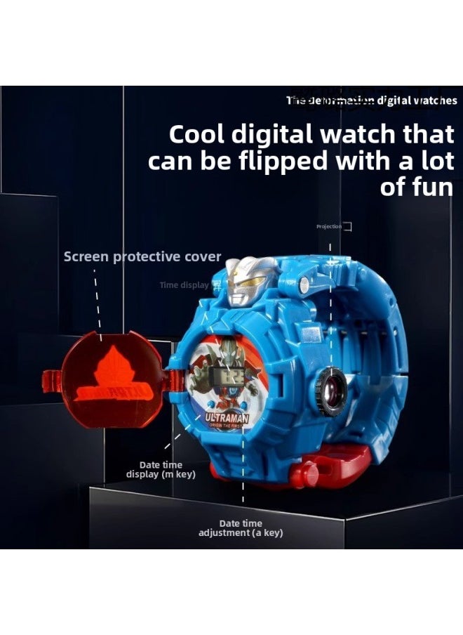 null - Cello Ultraman Watch Children's Edition Luminous Toy Deformed Projection Boys And Girls Cartoon Children's Day Gift-Color:24 Years Model [bat] Deformable 22 Projections-Specification:Original Movement [comes With 4 Batteries] - Image 1