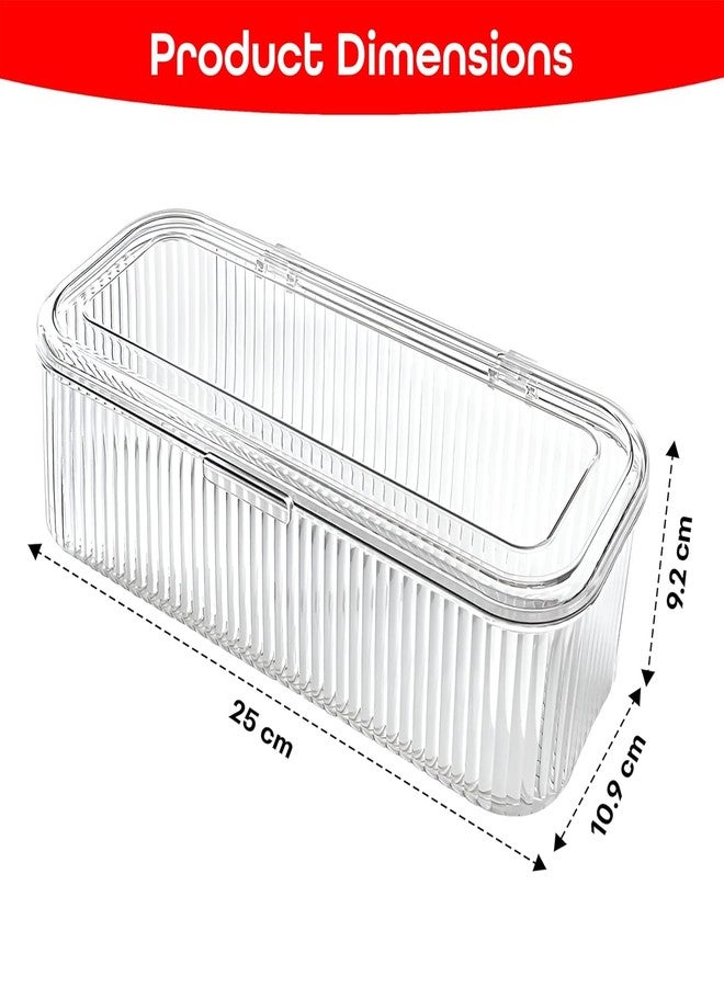 waqif Makeup Organizer Box | Flip Top Lid, Portable Countertop Cosmetic Storage for Brushes, Lipsticks, Hair Bands - Dust-Proof Sealed Container for Beauty Products - Image 2