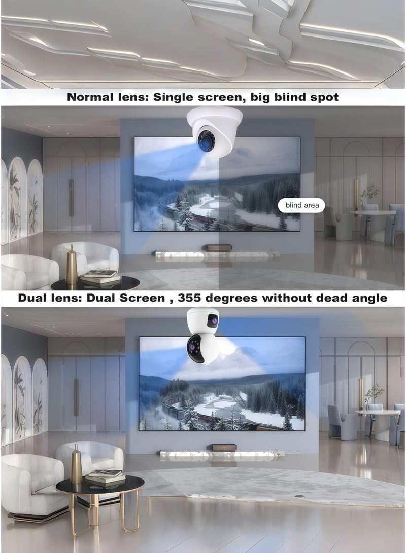 فيليبس كاميرا Philips الذكية بزاويتين 360°، بدقة 1080P، WiFi للمراقبة الداخلية والخارجية، كشف الحركة، وضع الخصوصية، التتبع الذكي، صوت ثنائي الاتجاه، رؤية ليلية، عدسات قابلة للدوران بشكل مستقل، تدعم بطاقة SD حتى 128GB، تنبيهات عن بُعد لمراقبة المنزل/الأطفال/المسنين - Image 3