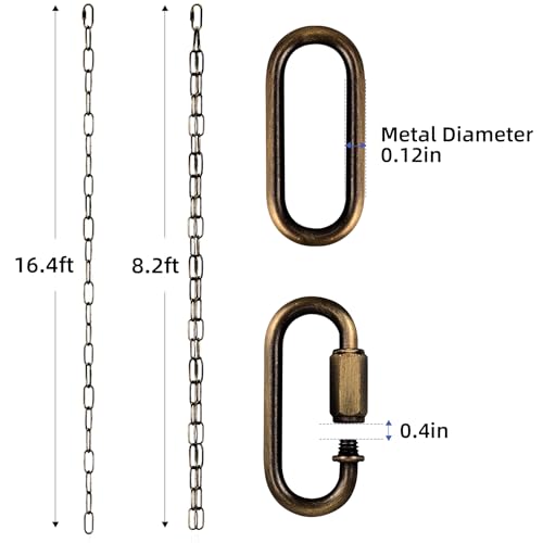 LOFIR 16.5 FT Matte Bronze-Colored Rain Chain with Hooks - Rain Chains for Outside - Adjustable Rain Catcher Chains with Bell for Eaves Drainage - Easy Install Bronze-Colored (Diameter 3mm) - Image 2