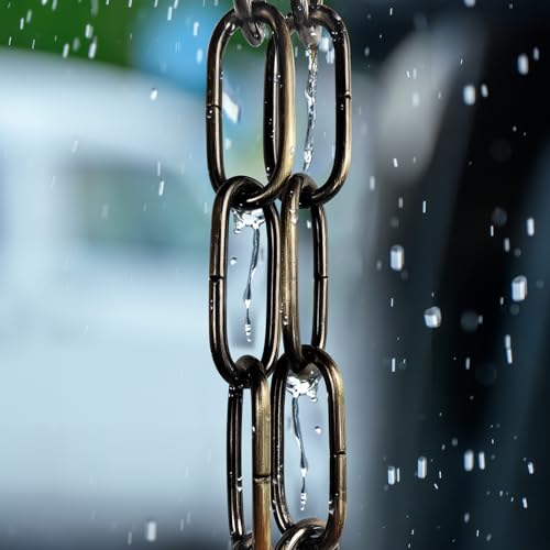 LOFIR 16.5 FT Matte Bronze-Colored Rain Chain with Hooks - Rain Chains for Outside - Adjustable Rain Catcher Chains with Bell for Eaves Drainage - Easy Install Bronze-Colored (Diameter 3mm) - Image 3