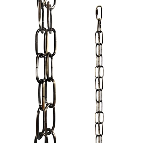 LOFIR 16.5 FT Matte Bronze-Colored Rain Chain with Hooks - Rain Chains for Outside - Adjustable Rain Catcher Chains with Bell for Eaves Drainage - Easy Install Bronze-Colored (Diameter 3mm) - Image 1
