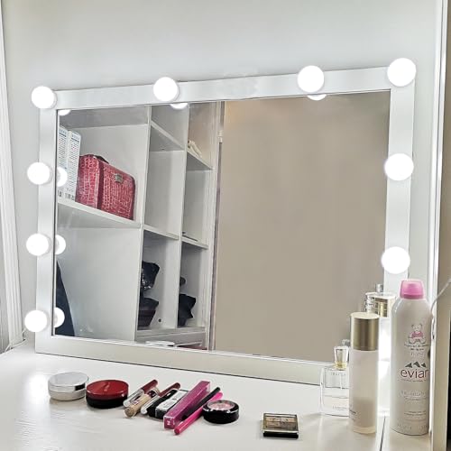 SICCOO Makeup Vanity Lights for Mirror, Hollywood Style LED Vanity Mirror Lights with 14 dimmable Bulbs, USB Cable, White - Image 5