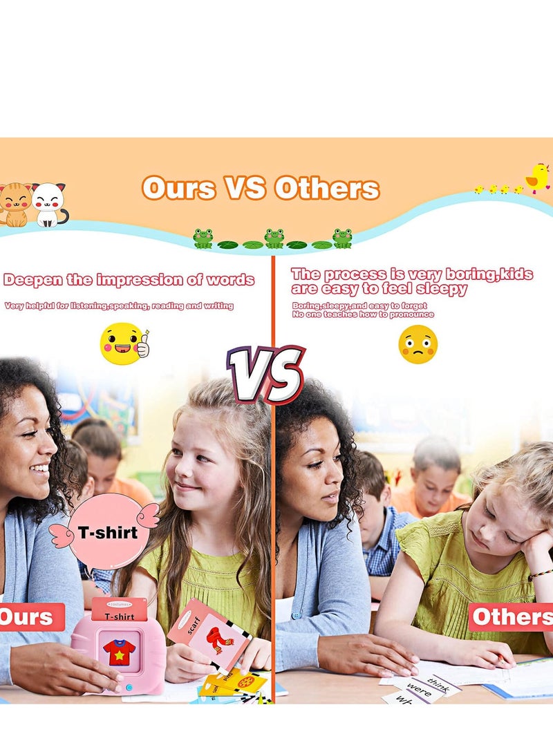 Festive Gallery Talking Flash Cards Learning Toys for Toddlers 1-6 Year Old,British English, 224 Words, Audible Educational Toys, Preschool Learning Resource Electronic Interactive Toy Birthday Gifts for Kids-Pink - Image 4