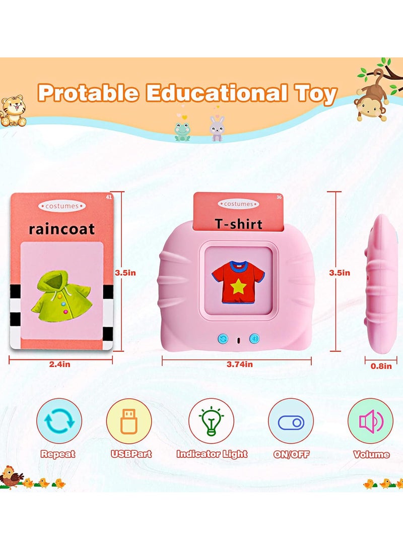 Festive Gallery Talking Flash Cards Learning Toys for Toddlers 1-6 Year Old,British English, 224 Words, Audible Educational Toys, Preschool Learning Resource Electronic Interactive Toy Birthday Gifts for Kids-Pink - Image 2