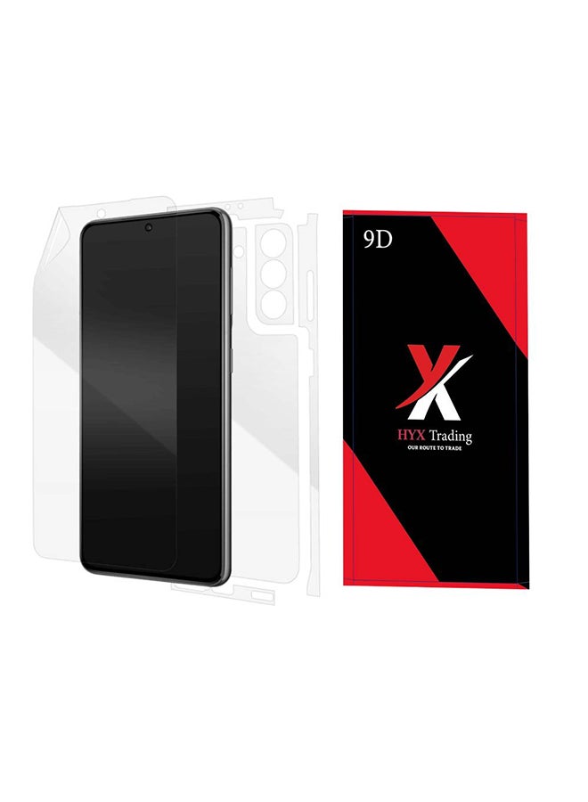 هايكس لاصقة حماية خلفية وأمامية للشاشة من الزجاج المقوى لهاتف سامسونج جالاكسي S21 بلس شفاف - Image 1
