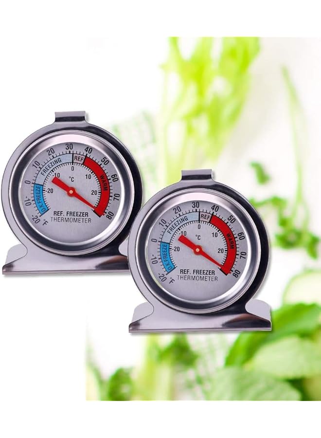 إيروريكس مجموعة من 6 مقاييس حرارة للثلاجة والفريزر من الفولاذ المقاوم للصدأ بميناء كبير ومقياس حرارة داخلي ومقياس معلق للمطبخ المنزلي والمطاعم باللون الفضي - Image 5