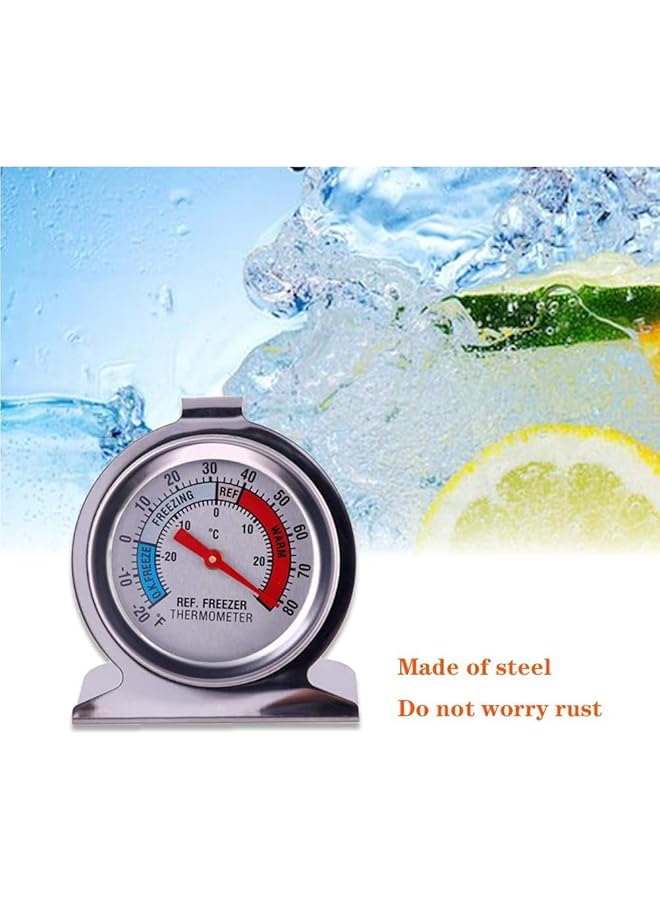 إيروريكس مجموعة من 6 مقاييس حرارة للثلاجة والفريزر من الفولاذ المقاوم للصدأ بميناء كبير ومقياس حرارة داخلي ومقياس معلق للمطبخ المنزلي والمطاعم باللون الفضي - Image 3