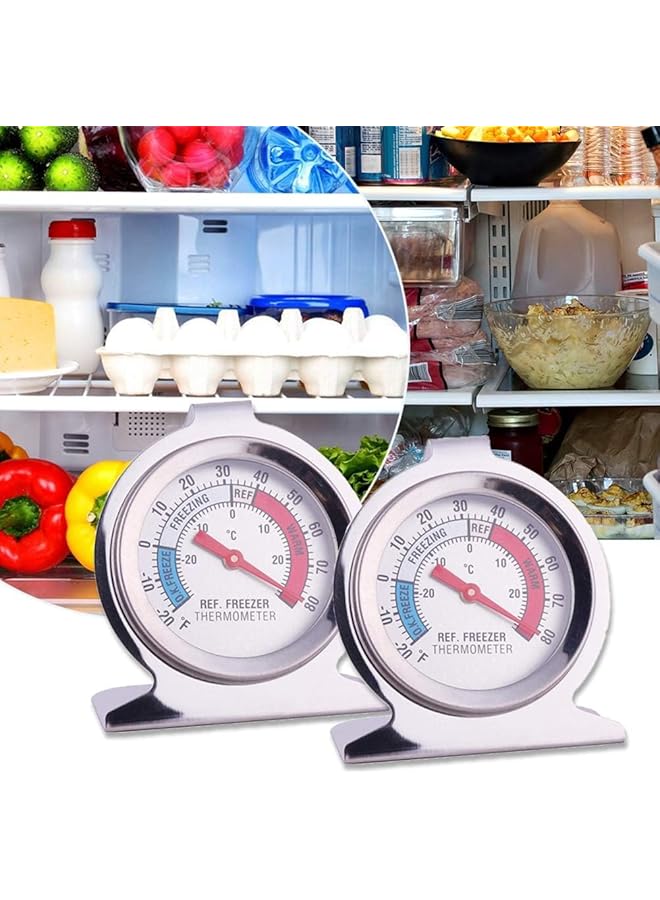 إيروريكس مجموعة من 6 مقاييس حرارة للثلاجة والفريزر من الفولاذ المقاوم للصدأ بميناء كبير ومقياس حرارة داخلي ومقياس معلق للمطبخ المنزلي والمطاعم باللون الفضي - Image 4
