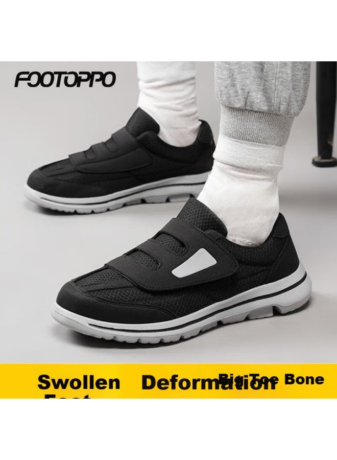 Footoppo Velcro Wide-fit Shoes For Men With Bunions, Loose Breathable Pressure-relieving Specialized Elderly Shoes, Non-slip Plus-size Senior Footwear - Image 1