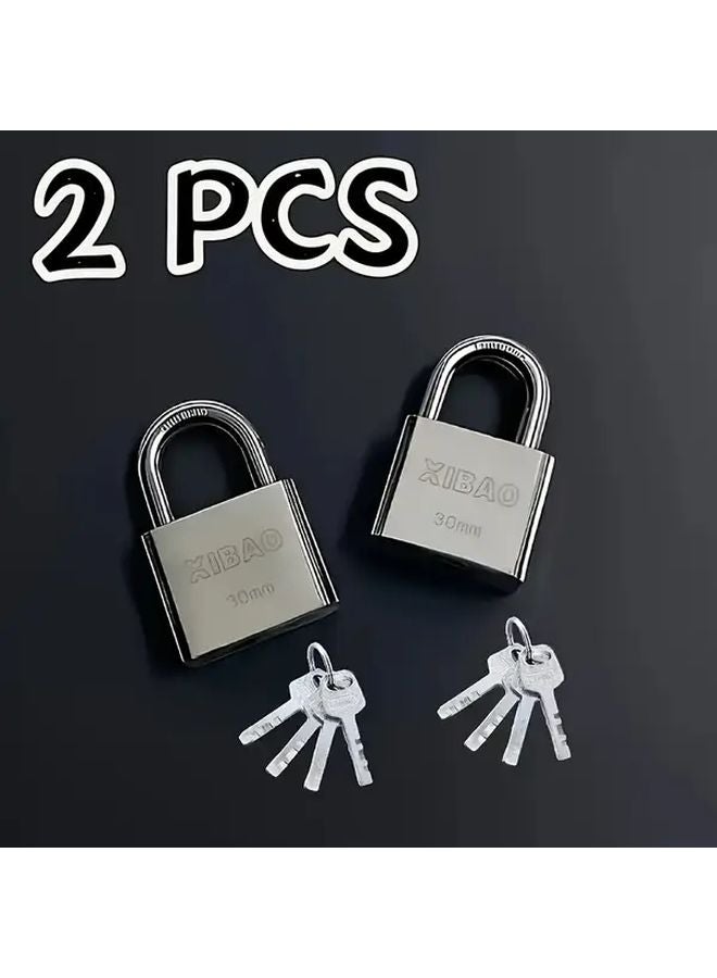 2 Pcs Heavy Duty Stainless Steel Padlocks with Keys for Outdoor Indoor Security - Image 1