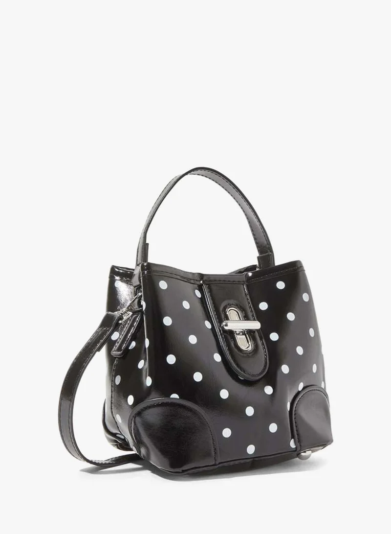Styli Black Polka Dot Crossbody Bag with Pouch