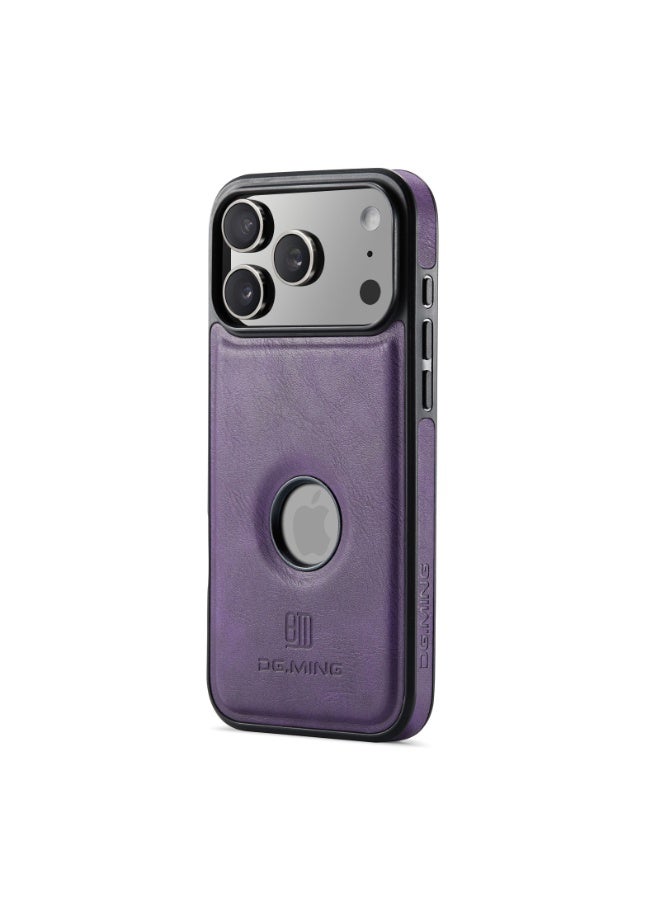 DGMING Case Cover Premium Leather Back with Logo CutOut Shockproof Compatible with  Iphone 17 Pro Max (Purple) - Image 5