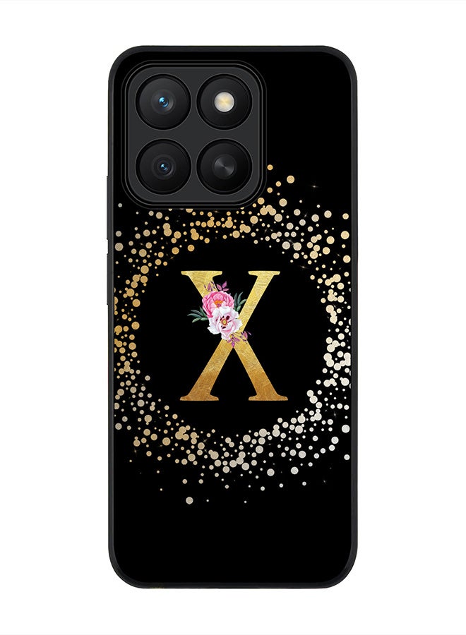 Stylizedd For Honor X8c Case,Slim fit Camera Protection, Shockproof Thin Phone cover  - Custom Monogram Floral - X ( Black )