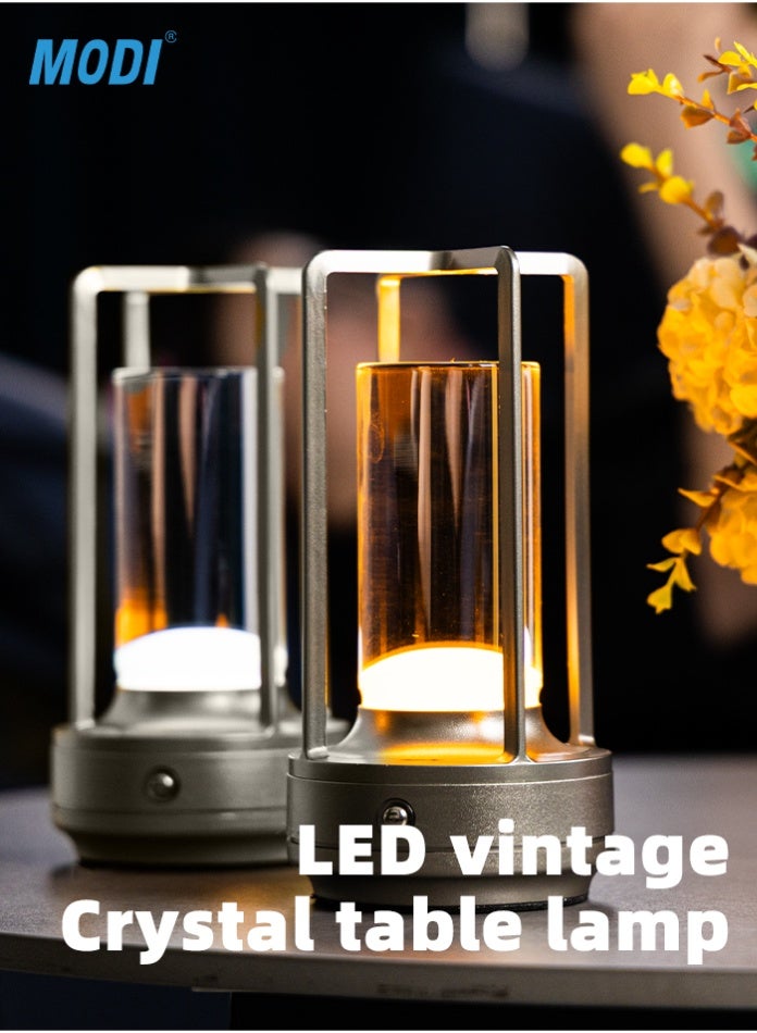 مودي مصباح طاولة LED مع تحكم باللمس، 3 وات، بطارية قابلة لإعادة الشحن 2000 مللي أمبير/ساعة، سطوع قابل للتعديل، تصميم عصري من الألومنيوم، فضي - Image 1