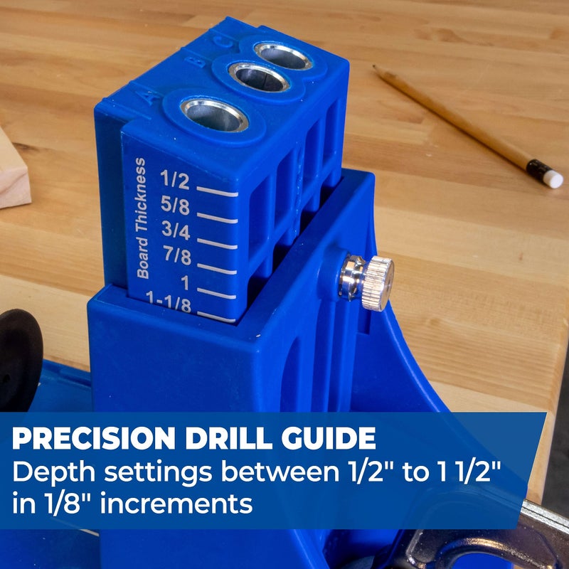 Kreg K4 Pocket Hole Jig - Adjustable, Versatile Jig for Strong Joints - Create Perfect, Rock-Solid Joints - Easily Adjustable Drill Guides - For Materials 1/2" to 1 1/2" Thick - Image 4