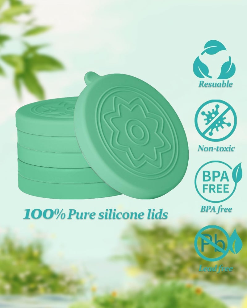 TERESRY 12 Pack Silicone Oui Yogurt Jar Lids with 8 Labels, Food-Grade Lids for 5Oz Oui Yogurt Jars, Reusable Silicone Canning Covers Perfect for Oui Yogurt Bottle, Turquoise(Jar not Includ) - Image 3