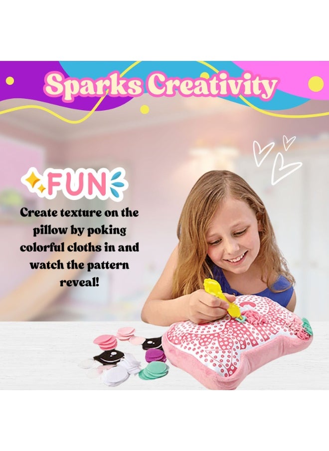 Home Smart Pillow Plush Butterfly for Toddlers texture your pillow with color full cloths poking in 12Pcs set have Pillow, small pieces of fabrics, flowers, fixing accessories, Velcro and tool needle Perfect for gift.