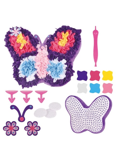 Home Smart Pillow Plush Butterfly for Toddlers texture your pillow with color full cloths poking in 12Pcs set have Pillow, small pieces of fabrics, flowers, fixing accessories, Velcro and tool needle Perfect for gift.