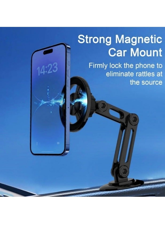 AROAQ Car Phone Holder, Magnetic Suction Foldable Phone Stand, 360 Degree Rotatable Auto Retractable Phone Clamp, Portable And Convenient Car Cell Phone Mount For All Smartphones, (Silver) - Image 2