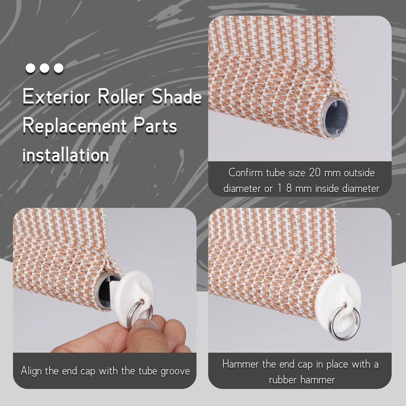 Lihopefe Universal Replacement Installation Accessories for Indoor/Outdoor Sunshade and Roller Blinds (New end Cap  Beige) - Image 2