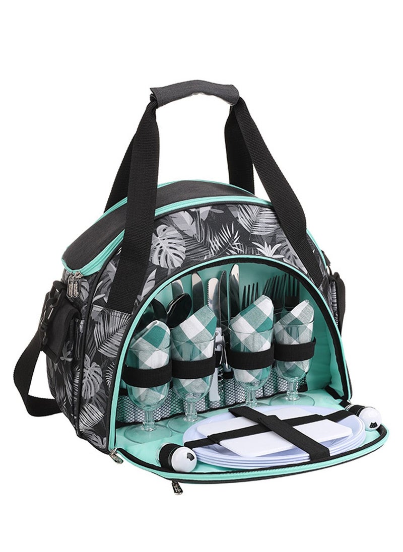 Arabest - Picnic Backpack for 4 Person, Picnic Bag Set with Cooler Compartment, Tableware for Camping, Day Travel, Hiking, BBQs, Family or Wedding Gifts, Gray - Image 1