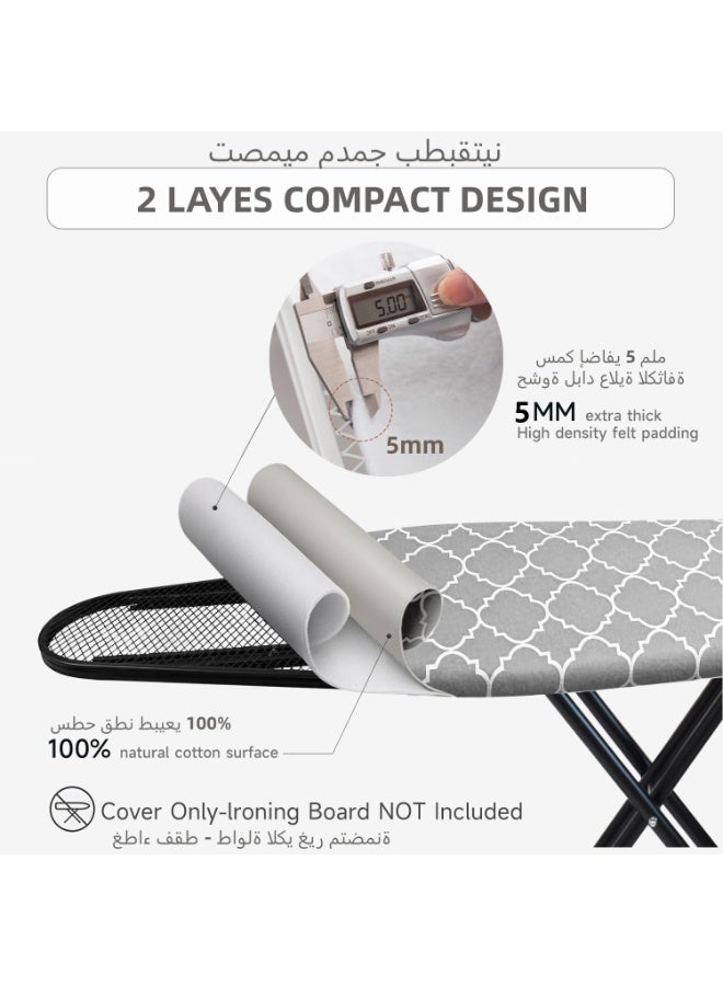 غطاء ولوحة طاولة الكي، غطاء بديل قياسي لطاولة المكواة، 2 طبقات سميكة للغاية، مقاوم للحرق والبقع مع حواف مرنة - Image 4
