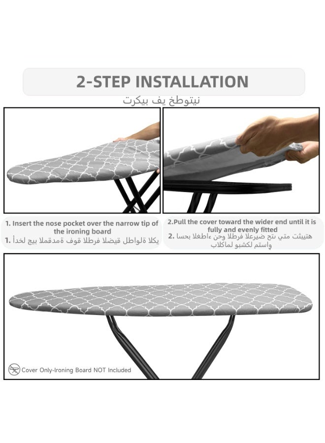 غطاء ولوحة طاولة الكي، غطاء بديل قياسي لطاولة المكواة، 2 طبقات سميكة للغاية، مقاوم للحرق والبقع مع حواف مرنة - Image 5