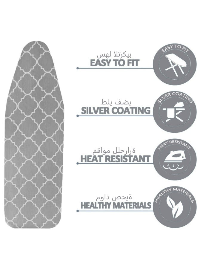 غطاء ولوحة طاولة الكي، غطاء بديل قياسي لطاولة المكواة، 2 طبقات سميكة للغاية، مقاوم للحرق والبقع مع حواف مرنة - Image 3