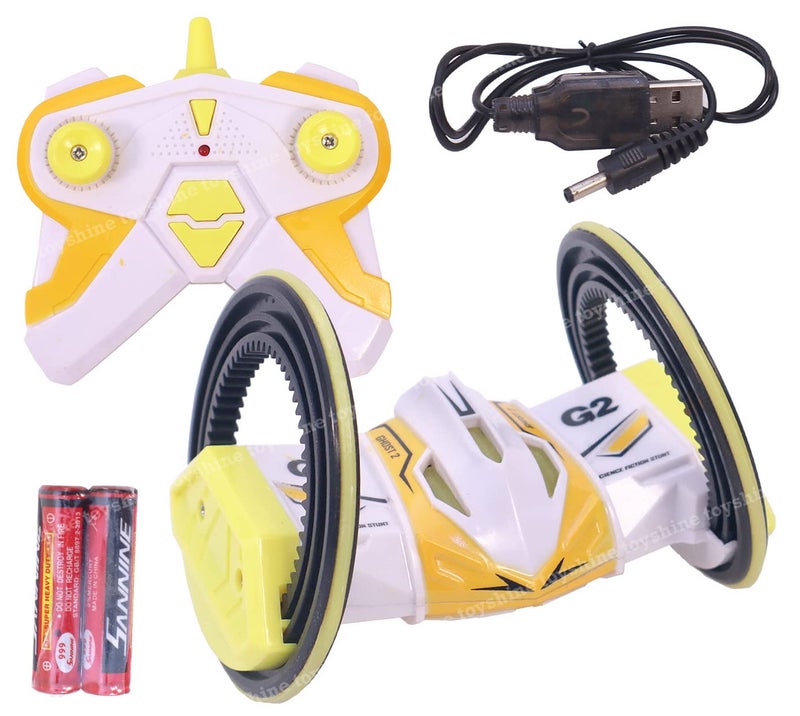 Toyshine Plastic 360 Degree Stunt Car with Lights Rechargeable with Wide Tyres - Pack of 1, Multicolor (B) - Image 1