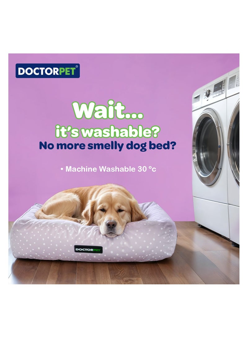 DOCTERPET سرير الحيوانات الأليفة مستطيل من دكتور بيت سلسلة ماكارون صغير - 60x50x19 سم - قماش ناعم قابل للغسل، وسادة قابلة للعكس، قاعدة غير قابلة للانزلاق - مثالي للقطط والكلاب الصغيرة - Image 2