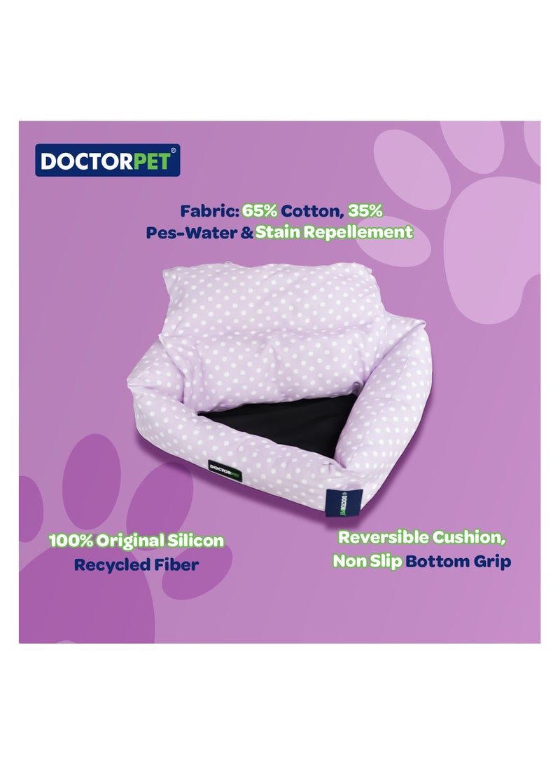 DOCTERPET سرير الحيوانات الأليفة مستطيل من دكتور بيت سلسلة ماكارون صغير - 60x50x19 سم - قماش ناعم قابل للغسل، وسادة قابلة للعكس، قاعدة غير قابلة للانزلاق - مثالي للقطط والكلاب الصغيرة - Image 3