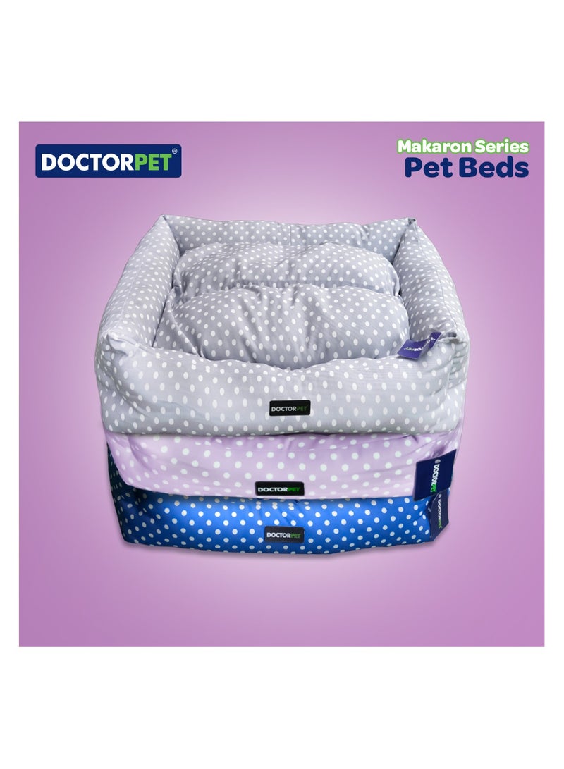 DOCTERPET سرير الحيوانات الأليفة مستطيل من دكتور بيت سلسلة ماكارون صغير - 60x50x19 سم - قماش ناعم قابل للغسل، وسادة قابلة للعكس، قاعدة غير قابلة للانزلاق - مثالي للقطط والكلاب الصغيرة - Image 4