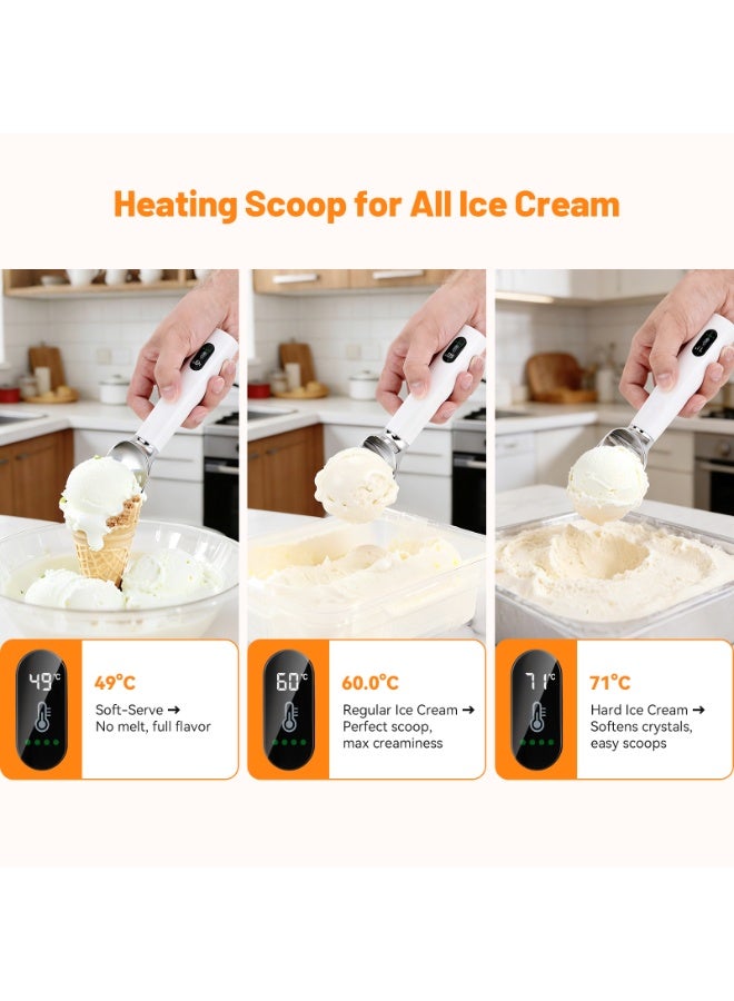 INKBIRDPLUS Electric Heated Ice Cream Scoop, Rechargeable, Cordless Self-Warming Disher, Fast Heating & Adjustable Temp, Easy Scooper for Hard Ice Cream, Frozen Yogurt, Gelato, Sorbet, Summer Party, BBQ Essential - Image 4