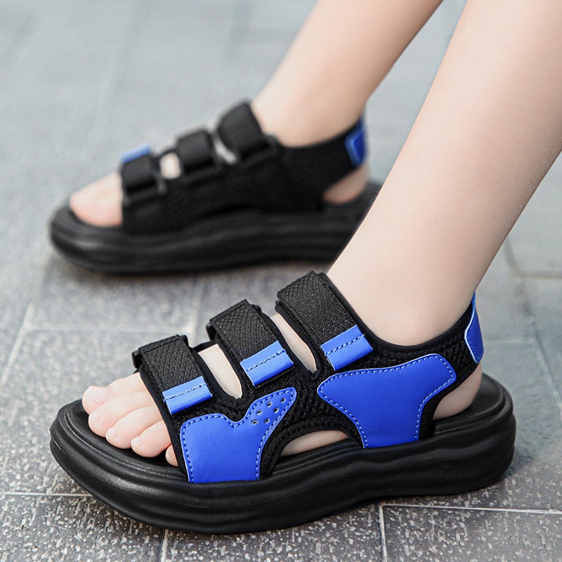 Boys Sandals 2024 Mid-Large Children'S Velcro Sports Sandals Boys Soft Sole Non-Slip Beach Shoes - Image 1