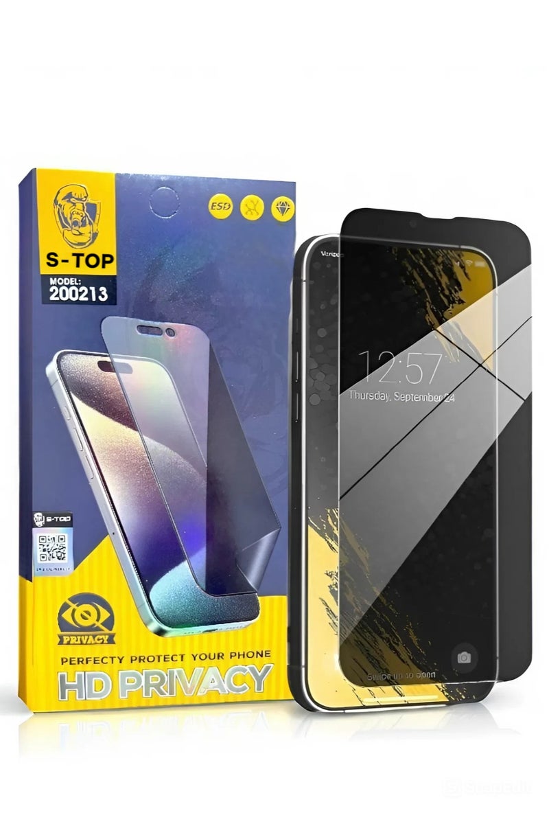 S-TOP Anti-spy matte screen protector for iPhone 14 Pro Max, anti-fingerprint, privacy protection (screen protector), maximum screen protection from scratches and breakage - Image 1