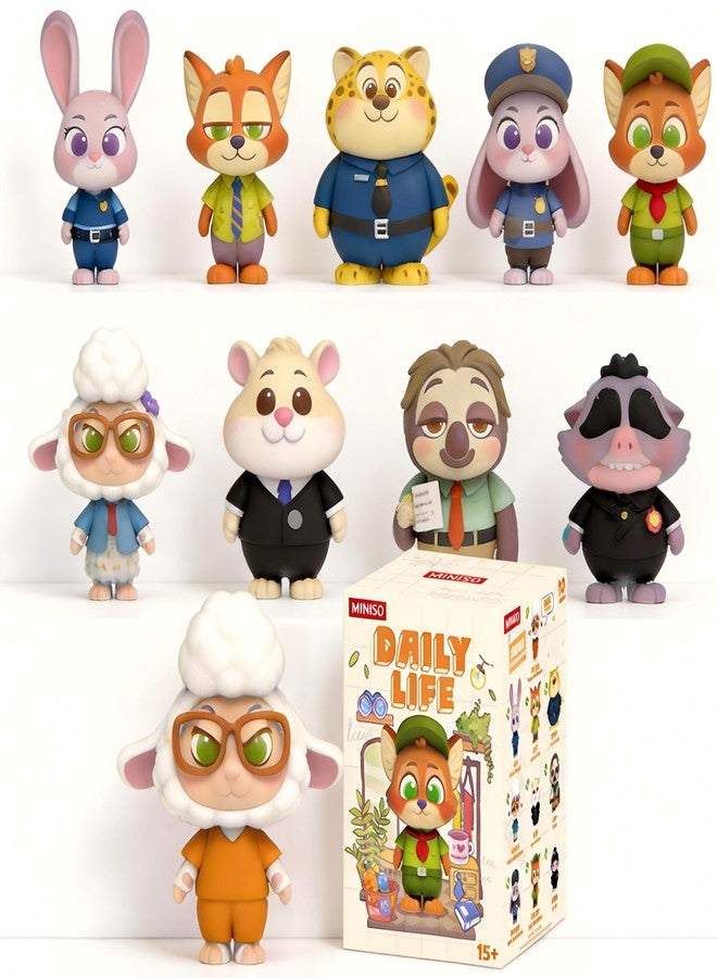 MINISO Disney Zootopia Daily Time Dressing Up Series Figure Blind Box, Mystery Animal Figurines, Surprise Box Figure Model Zootopia Blind Box Toy, Disney Figures for Home Decor Birthday Gifts (Random) - Image 1